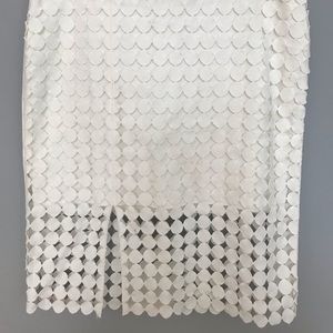 Knee length white peak-a-boo skirt